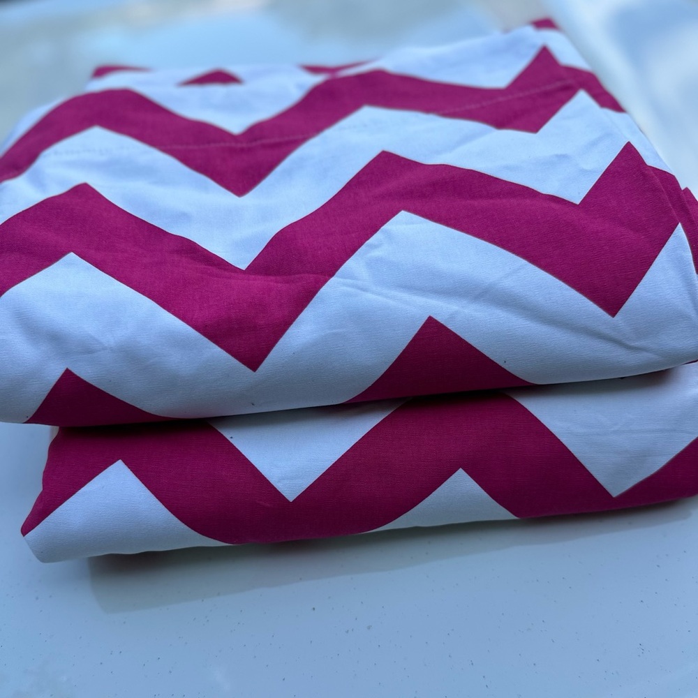 Pottery Barn Kids Block out Curtain Panel chevron hot pink